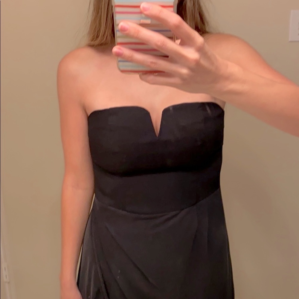 Black strapless cocktail dress